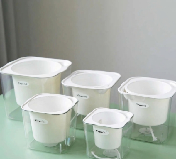 Transparent Self-Watering Resin Planter