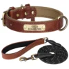 Personalized PU Leather Dog Collar Set
