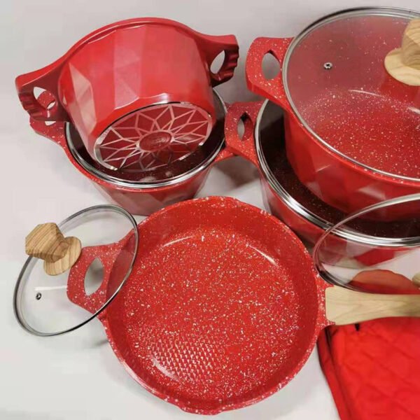 Enamel Cookware Wooden Handles Set