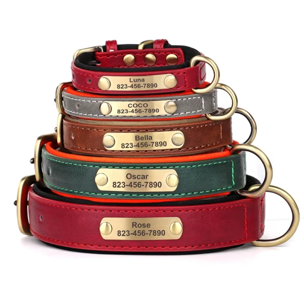 Personalized PU Leather Dog Collar Set