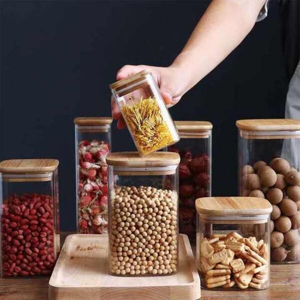 Glass Storage Jars with Bamboo Lids