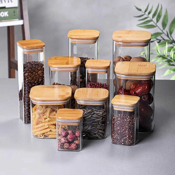 Glass Storage Jars with Bamboo Lids