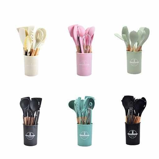 Pink Silicone Kitchen Utensil Set