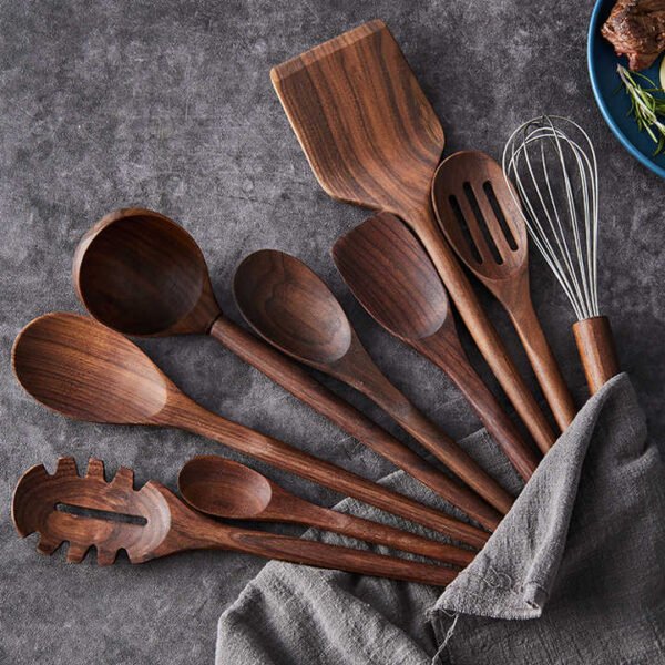 Elegant Wooden Kitchen Utensil Set