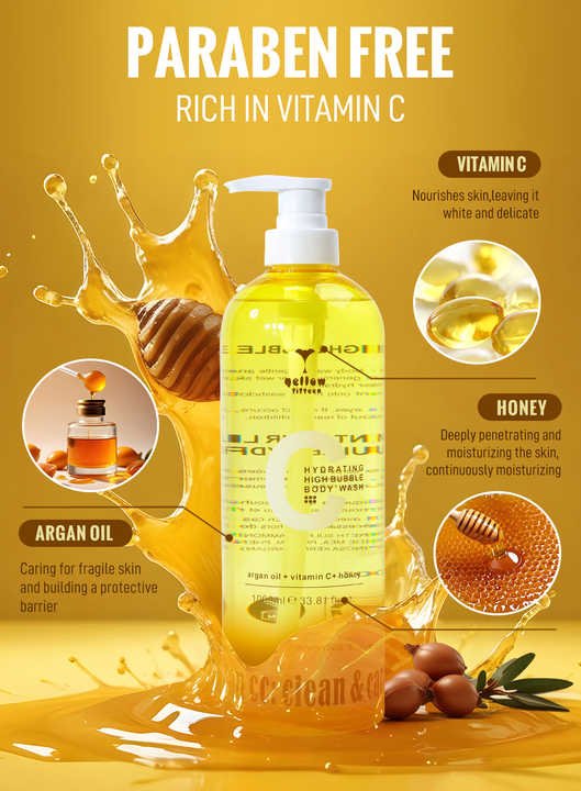 H99ece3fce59547879f44518784d66763O.jpg_720x720q50.jpg Factory Honey Vitamin C Organic Shower Gel Cleaning Exfoliation High Bubble Body Wash Liquid Private Label