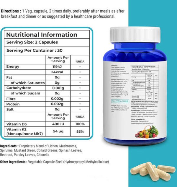 Vitamin D3 K2 Capsules for Bone Health