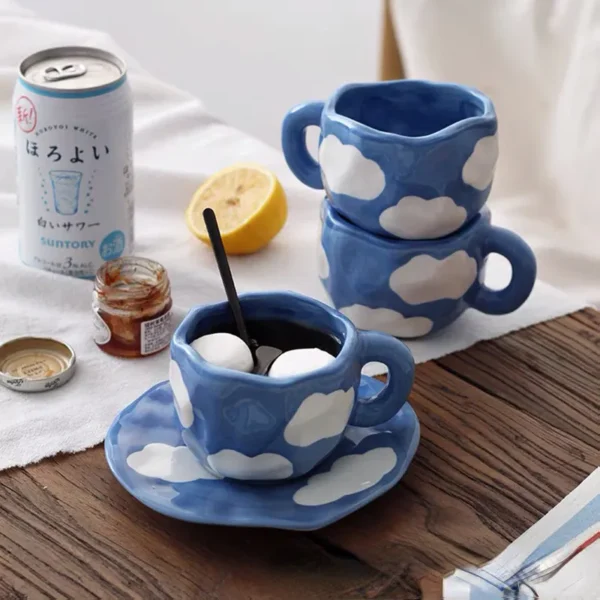 555251326 Hand-Painted Cloud Coffee Mug Set