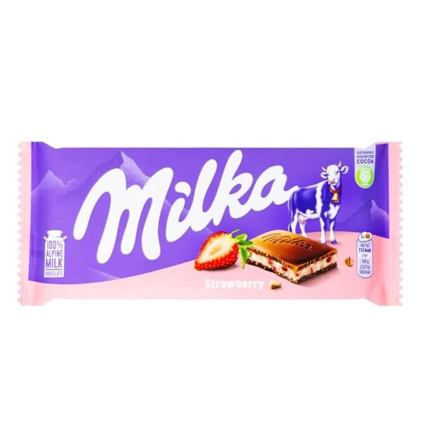 Milka Strawberry (Erdbeer) Alpine milk chocolate bar