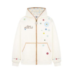 Floral Embroidery Hooded Sweatshirt Unisex Loose Casual Outerwear