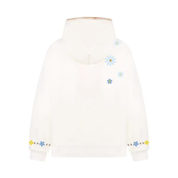 Floral Embroidery Hooded Sweatshirt Unisex Loose Casual Outerwear