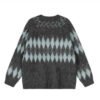 Oversized Wool Mohair Fair Isle Crewneck Pullover Sweater