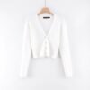 V-neck long sleeved cardigan sweater