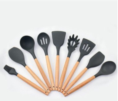 568461121 9 Pcs Silicone Spatula Heat-Resistant Soup Spoon