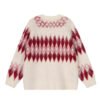 Oversized Wool Mohair Fair Isle Crewneck Pullover Sweater