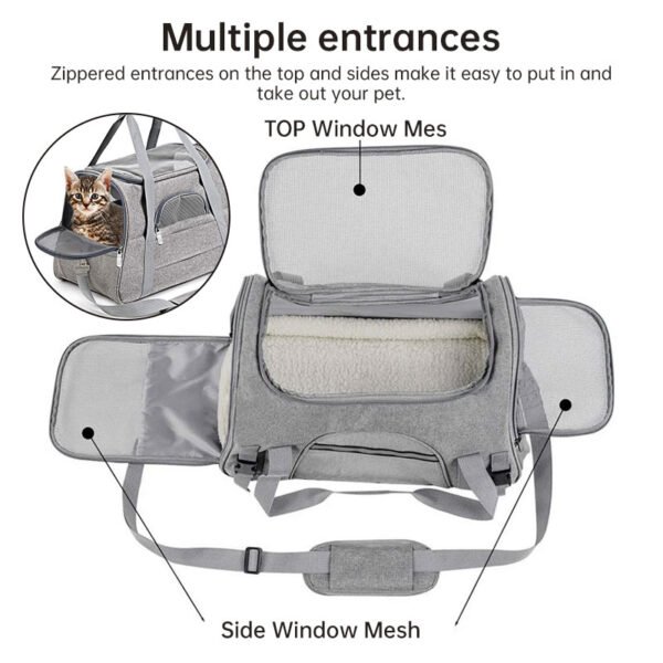 566225160 Foldable & Expandable Pet Carrier Bag - Mesh Breathable Cat/Dog Travel Bag