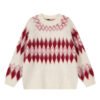Oversized Wool Mohair Fair Isle Crewneck Pullover Sweater