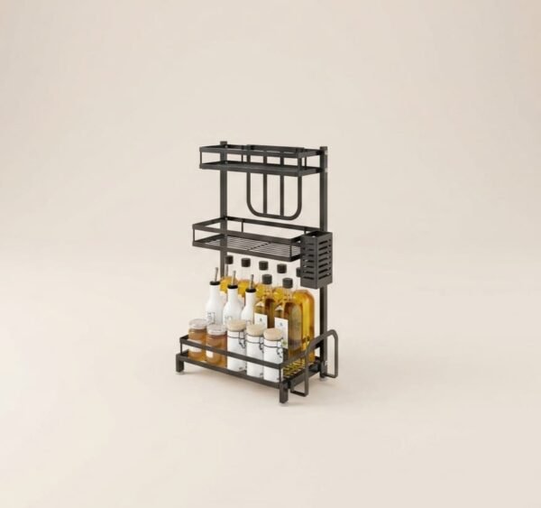 Multi-Layer Black Stainless Seasoning Rack